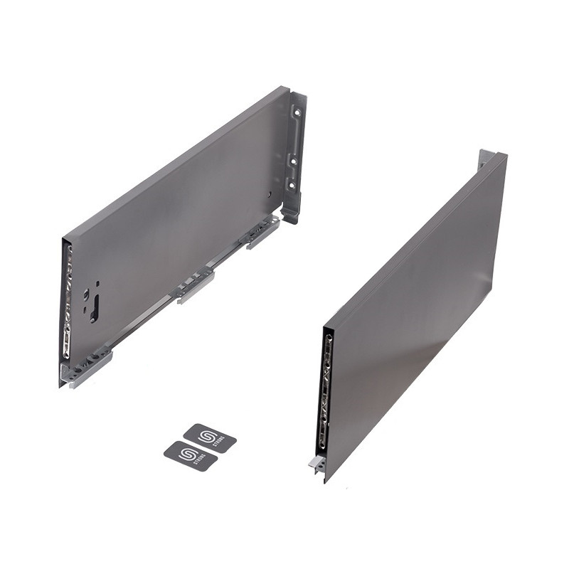 Lateral de gaveta STRONG StrongMax slim/fina, esquerda + direita, antracite, E.16, A.185 x C.500 mm (juntar corrediça)