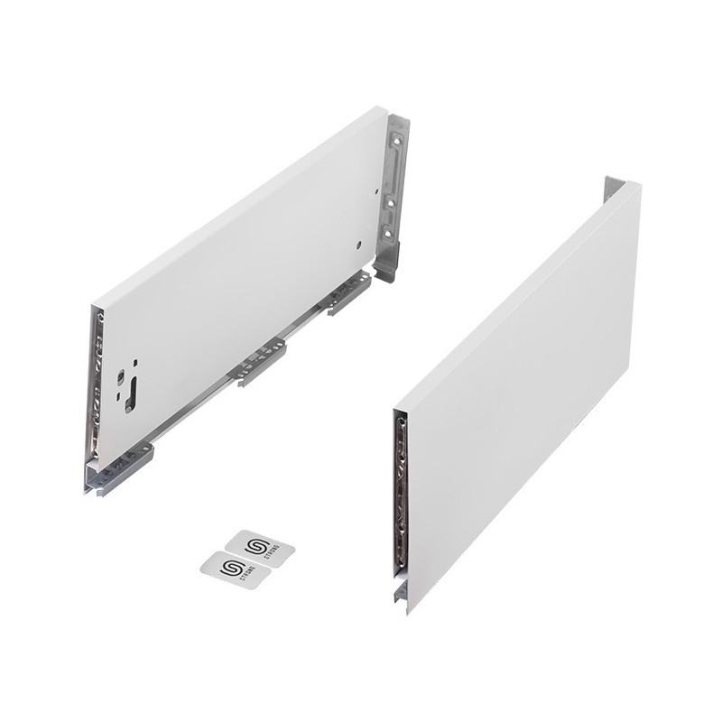 Lateral de gaveta STRONG StrongMax slim/fina, esquerda + direita, branco, E.16, A.185 x C.300 mm (juntar corrediça)