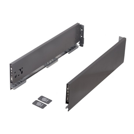 Lateral de gaveta STRONG StrongMax slim/fina, esquerda + direita, antracite, E.16, A.121 x C.350 mm (juntar corrediça)