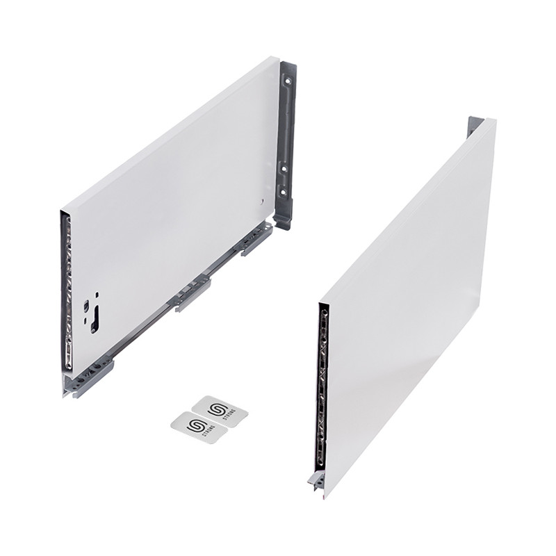 Lateral de gaveta STRONG StrongMax slim/fina, esquerda + direita, branco, E.16, A.249 x C.450 mm (juntar corrediça)