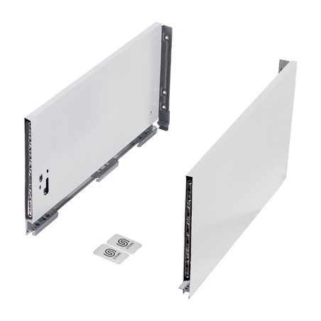 Lateral de gaveta STRONG StrongMax slim/fina, esquerda + direita, branco, E.16, A.249 x C.450 mm (juntar corrediça)