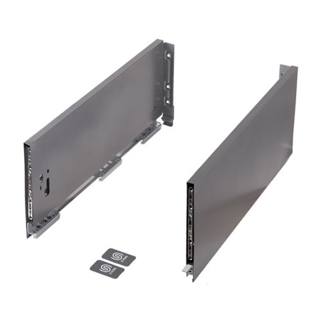 Lateral de gaveta STRONG StrongMax slim/fina, esquerda + direita, antracite, E.16, A.249 x C.500 mm (juntar corrediça)