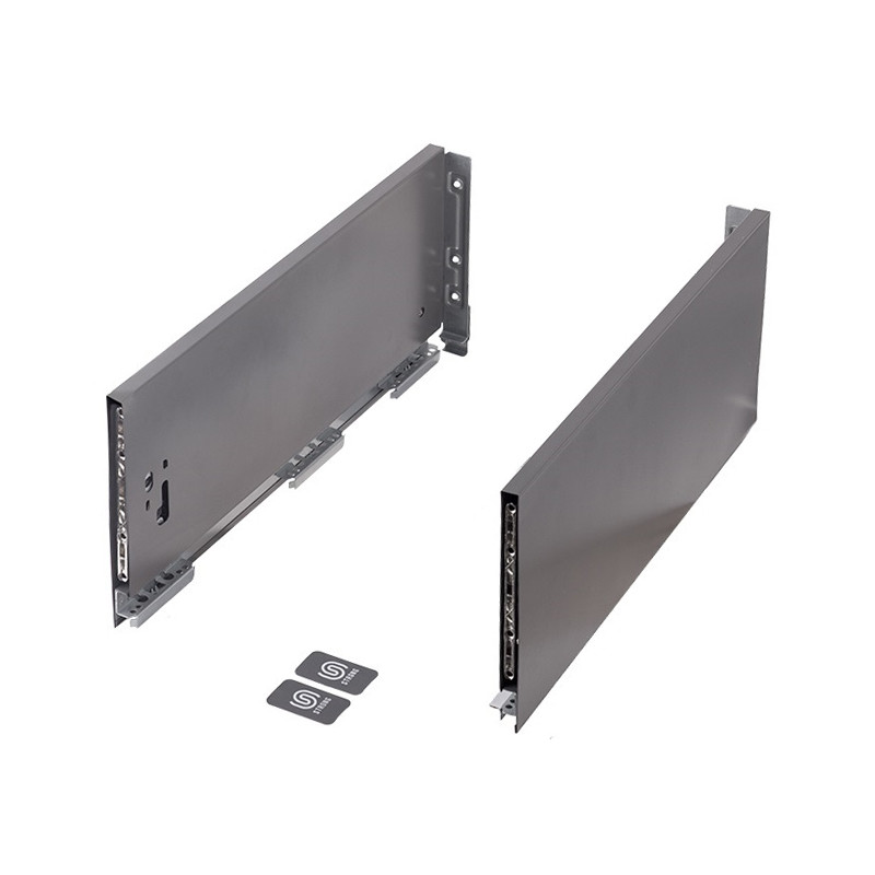 Lateral de gaveta STRONG StrongMax slim/fina, esquerda + direita, antracite, E.16, A.249 x C.650 mm (juntar corrediça)
