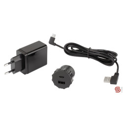 Carregador cilíndrico p/embutir STRONG StrongPower 481299, plástico preto, 1 USB A + 1 USB C, Ø.30/35 x A.35 mm