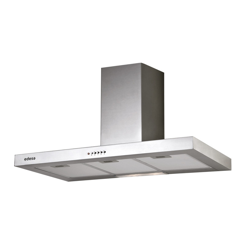 Exaustor chaminé de parede EDESA ECB-9411 X, inox, CE.C 106W, LED, som 50-62dB, fluxo ar 210-400m3/h, 90 cm