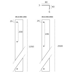 Puxador atual perfil, JNF IN.22.500.500, alumínio preto, furos distância 150, E.3/6 x L.80 x A.40 x C.500 mm