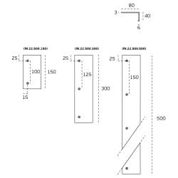 Puxador atual perfil, JNF IN.22.500.500, alumínio preto, furos distância 150, E.3/6 x L.80 x A.40 x C.500 mm