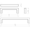 Puxador atual, asa barra rectangular SCH 855.160.18, zamak ouro satinado, 2 furos distância 160, L.10 x A.30 x C.170 mm