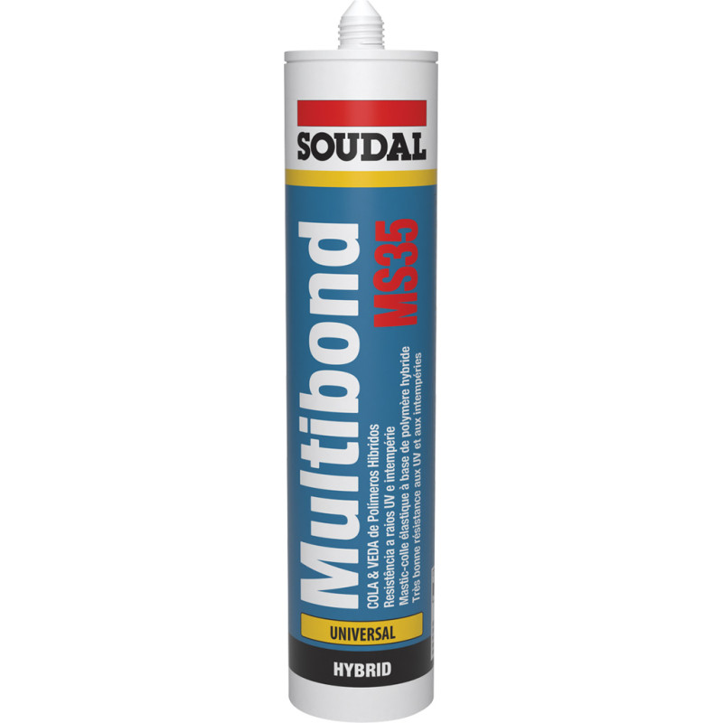 Cola e veda profissional SOUDAL MULTIBOND MS35, base de polímeros híbridos, pintável, branco, 290 ml