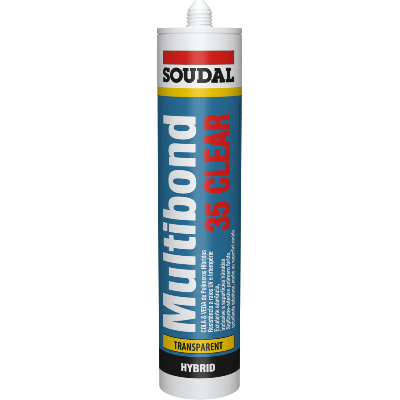 Cola e veda profissional SOUDAL MULTIBOND MS35 Clear Cristal, 120703, base de polímeros híbridos, pintável, transparente, 290 ml
