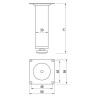 Pé para mobiliário/móveis com afinação STRONG StrongLegs FS014, metal cromado mate, base 59 x 59, corpo Ø.30, A.150/163 mm