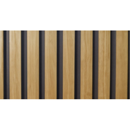 Perfil ripado p/interior RP11, plástico alveolar revestido c/tiras PVC carvalho, 2800 x 143 x 24 mm (caixa c/2 m2)