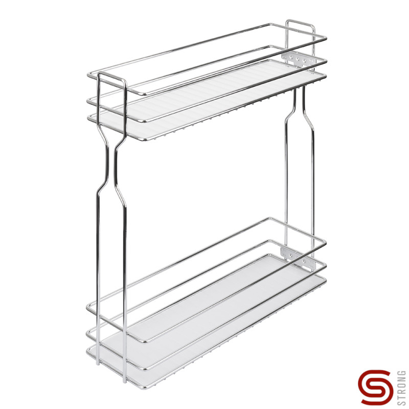 Cesto duplo fixação lateral STRONG StrongWire, 2 cestos, aramado cromado, L.138 x P.475 x A.470, MOD.200 mm (juntar corrediça)