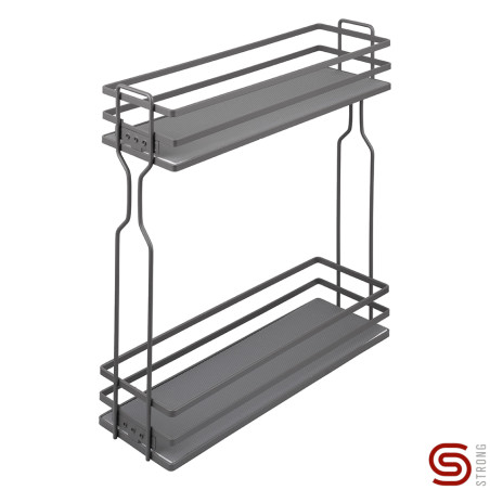Cesto duplo fixação lateral STRONG StrongWire, 2 cestos, cinza escuro, L.138 x P.475 x A.470, MOD.200 mm (juntar corrediça)