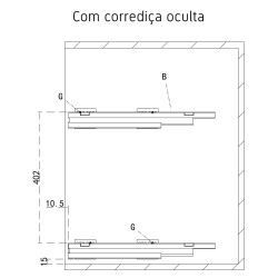 Cesto duplo fixação lateral STRONG StrongWire, 2 cestos, cinza escuro, L.138 x P.475 x A.470, MOD.200 mm (juntar corrediça)
