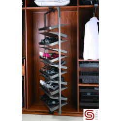 Sapateira p/roupeiro rotativa c/amortecedor STRONG StrongWire, castanho, 10 prateleiras, MOD.800, L.718 x P.360 x A.1695-1795 mm