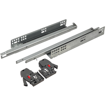 Corrediça oculta de gaveta c/amortecedor STRONG StrongRide 2D, extração parcial, c/suporte frontal, 25 kg, C.550 mm