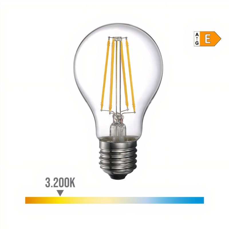 Lâmpada esférica/bola filamento LED luz quente 98601, Ø.6 x 10,6 cm, E27, 300°, CE.E 220/240V 6W 800LM 3200K
