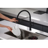 Misturadora/torneira IMEX SENA GCE022/NG, monocomando de bica flexível, latão preto mate, base Ø.45, P.236 x A.500/243 mm