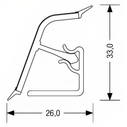 Perfil vedante REHAU RAUWALON 118 para tampo de cozinha, branco, 26 x 33 x 4200 mm