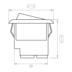 Botão interruptor quadrado 827 para LED, preto, 20/24 x 20/24 x A.22 mm