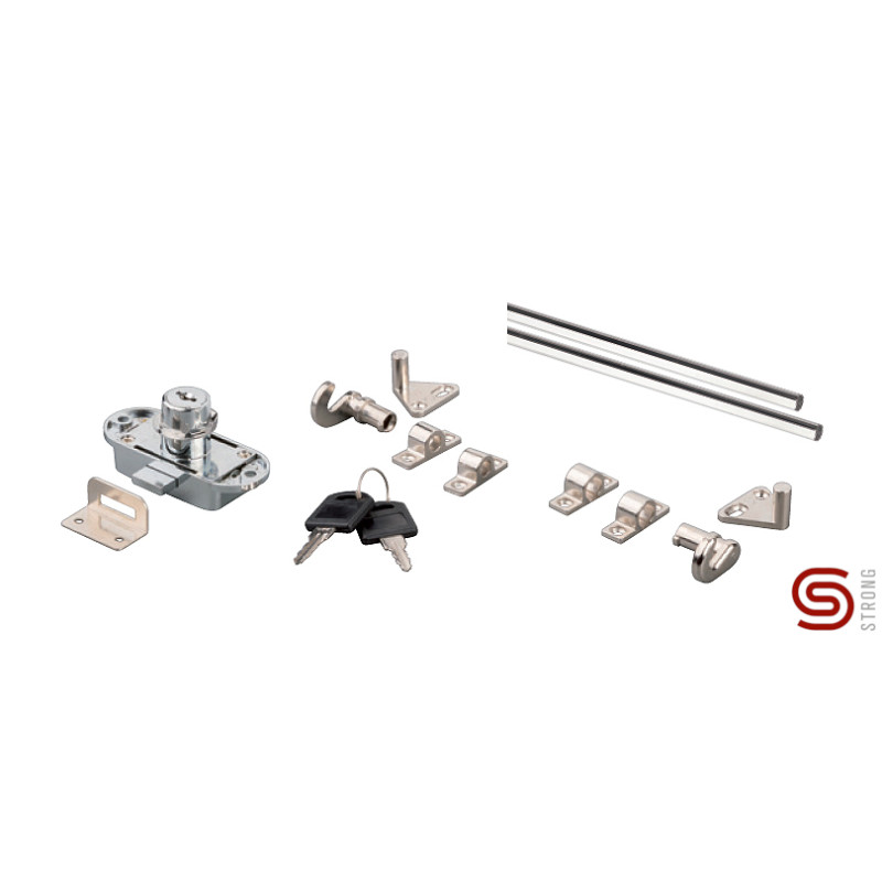 Fechadura p/armário 3 pontos c/varetas STRONG K-StrongLocks 392483, cromado, varetas C.1200 mm