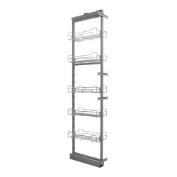 Despenseiro até 70 kg STRONG K-StrongWire 398656 c/amortecedor, cinza/cestos cromados, A.1960-2250 x P.510 x L.150, MOD.200 mm