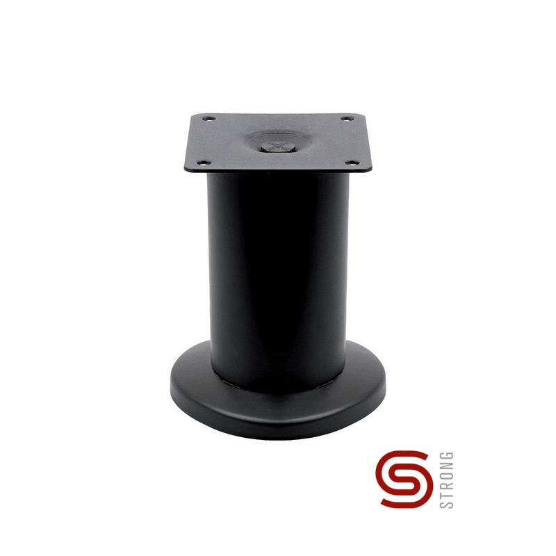 Pé para mobiliário/móveis com afinação STRONG StrongLegs FS001, metal preto ma., base 66 x 66, corpo Ø.50, pé Ø.80, A.120/127 mm