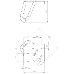 Pé para mobiliário/móveis sem afinação STRONG StrongLegs FS005, metal preto mate, A.103 mm