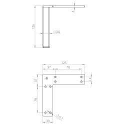 Pé para mobiliário/móveis sem afinação STRONG StrongLegs FS013, metal preto mate, A.126 mm