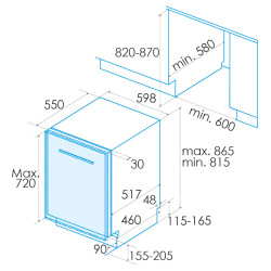 Máquina de lavar louça de encastrar EDESA EDB-6130-I, 13 talheres, 5 programas, CE.E, som 49dB, 60 cm