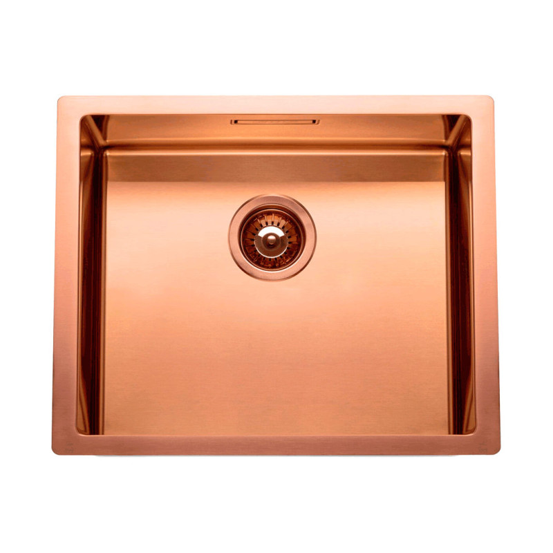 Lava louça RODI BOX LUX 50 Copper/Cobre, uma pia sem escorredor, inox PVD, aplicação superior ou á face, 540 x 440, MOD.600 mm