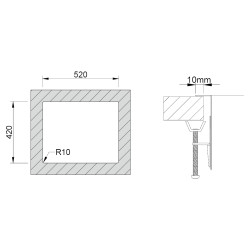 Lava louça RODI BOX LUX 50 Grey/Cinza, uma pia sem escorredor, inox PVD, aplicação superior ou á face, 540 x 440, MOD.600 mm