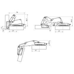 Dobradiça reta com clic e amortecedor DANCO F21401P44, braço em aço niquelado, copo Ø.35 furação 48 mm, abertura 165º