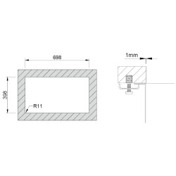 Lava louça RODI BOX LUX 75, duas pias sem escorredor, inox escovado, aplicação inferior (B), 740 x 440, MOD.800 mm