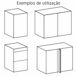 Kit/módulo inferior Alvic, melamina branca, aglomerado estrutura 16 costa 8, A.800 x P.580 x L.150 mm