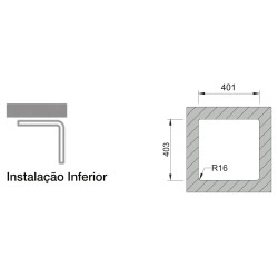 Lava louça RODI COMPOSITE AMBAR 40 MIDNIGHT, uma pia sem escorredor, compósito, apl. sup. ou inf., 450 x 452, MOD.500 mm