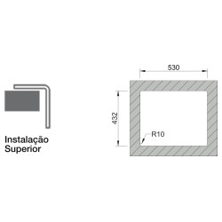 Lava louça RODI COMPOSITE AMBAR 50 MIDNIGHT, uma pia sem escorredor, compósito, apl. sup. ou inf., 550 x 452, MOD.600 mm