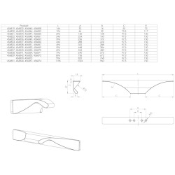 Puxador atual, barra rectangular TULIP Tende 544/696, alumínio preto mate, 4 furos distância 480/544, P.27 x A.14 x C.696 mm