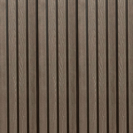 Perfil ripado p/exterior e interior Premium 196, WPC sucupira, 2800 x 196 x 28 mm, 0,549 m2 (ver acessórios)