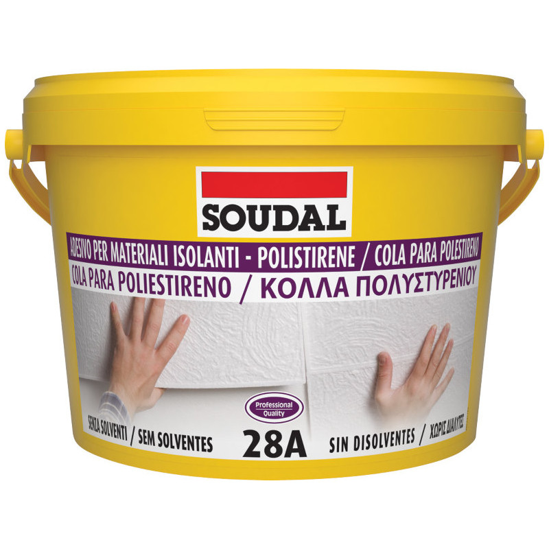 Cola para colagem de poliestireno SOUDAL 28A, 100025, sem solventes, base poliestireno, 5 kg