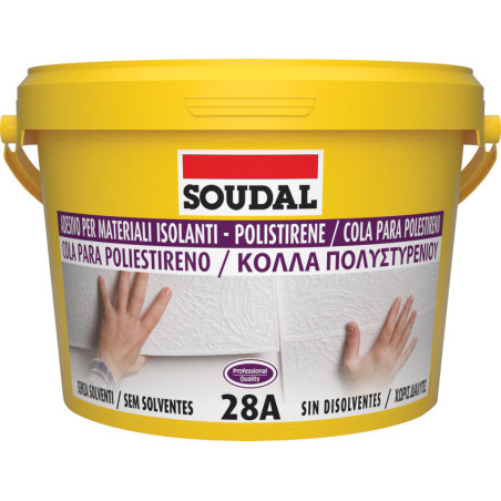 Cola para colagem de poliestireno SOUDAL 28A, 100025, sem solventes, base poliestireno, 5 kg