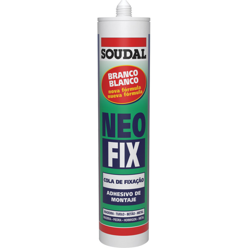 Cola de montagem/Prego líquido SOUDAL NEOFIX, 123934, base de borracha sintética, com solventes, branco, 310 ml