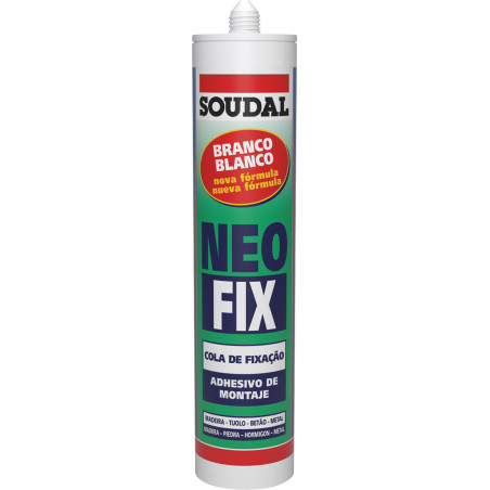 Cola de montagem/Prego líquido SOUDAL NEOFIX, 123934, base de borracha sintética, com solventes, branco, 310 ml