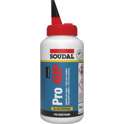 Cola PU p/madeira SOUDAL PRO 40P, 108901, base de poliuretano, resistência à água classe D4, 5 kg