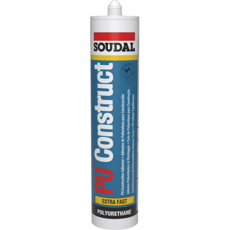 Cola de construção SOUDAL PU Construct Extra Fast, 112523, extra rápida, base de poliuretano, bege, 310 ml