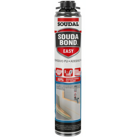 Cola de espuma de poliuretano SOUDAL SOUDABOND EASY 1K GUN (pistola), 122512, 750 ml