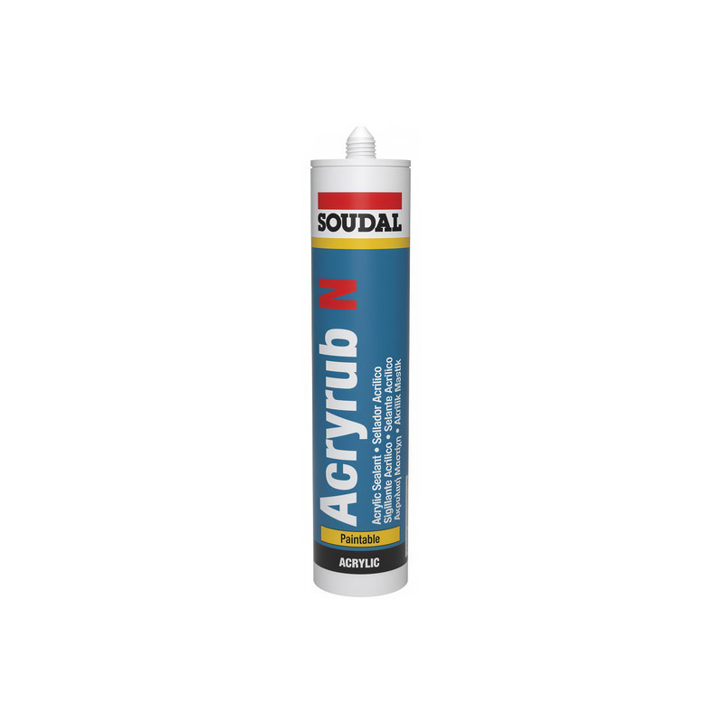 Selante acrílico SOUDAL Acryrub N, 100394, pintável, cinzento, 300 ml