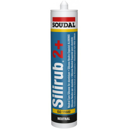 Selante de silicone SOUDAL Silirub 2+, 114384, neutro oxima, transparente, 300 ml