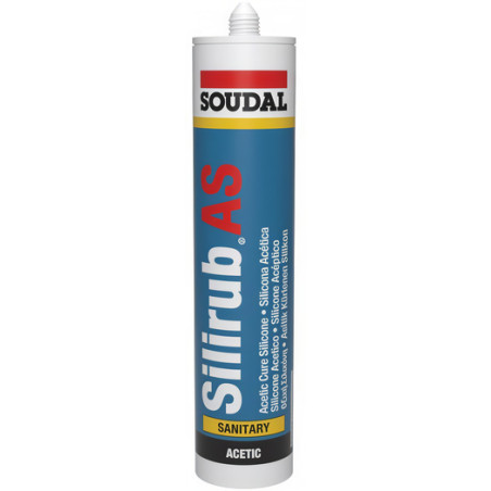 Selante de silicone sanitário SOUDAL Silirub AS, 113009, acético, branco brilho, 300 ml